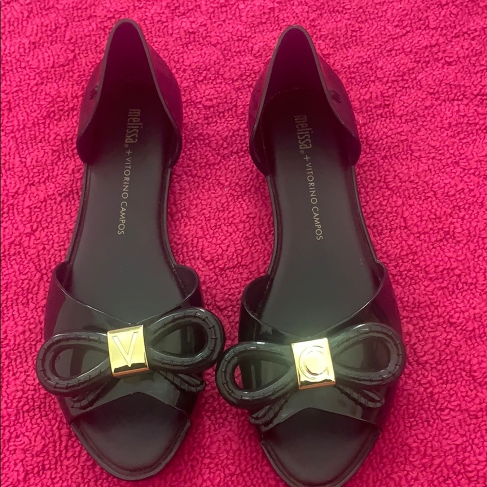 Melissa black flat sandals size 9